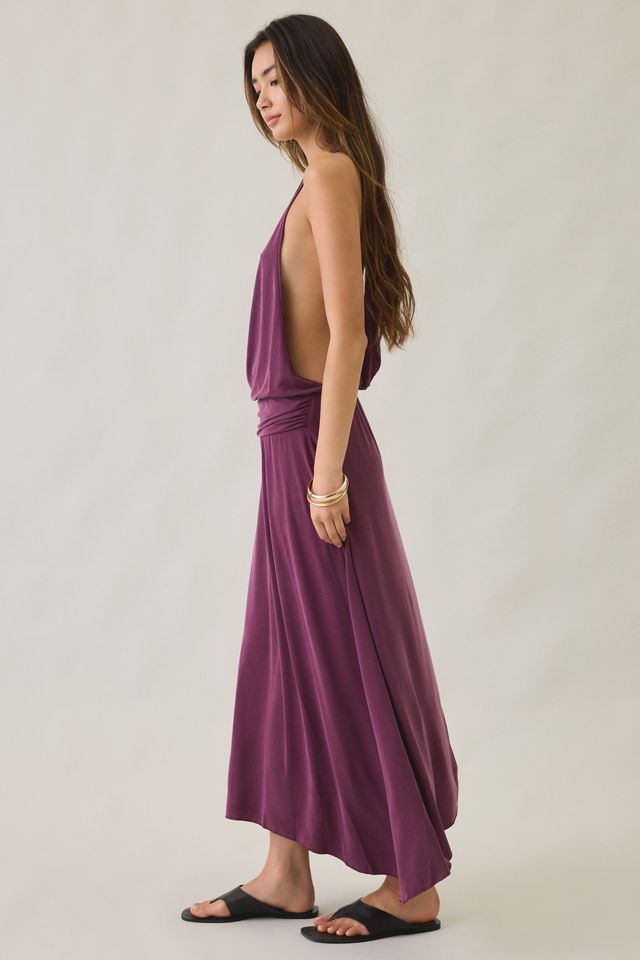 Motel Kiku Plunging Surplice Draped Asymmetric Maxi Dress #2