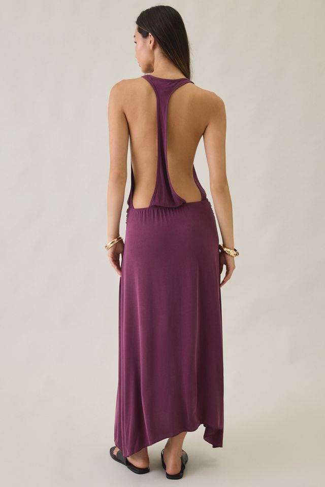 Motel Kiku Plunging Surplice Draped Asymmetric Maxi Dress #3