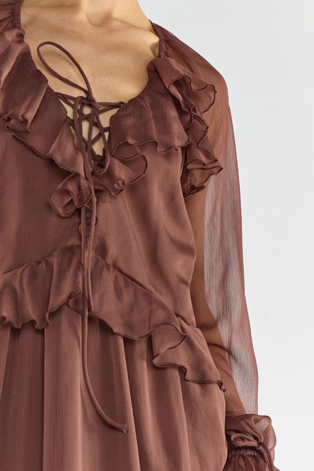 Glamorous Cascading Ruffle Chiffon Long Sleeve Maxi Dress #1