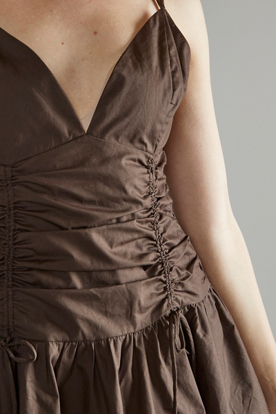 Glamorous Ruched Drop Waist Hanky Hem Mini Dress