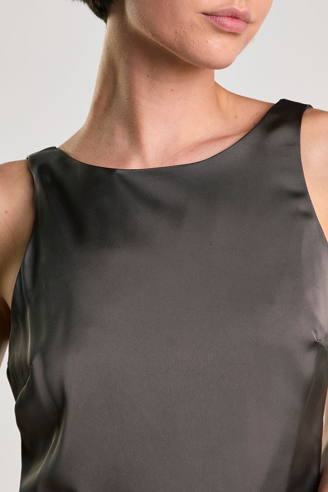 Glamorous Satin Scoop Back Boatneck Shift Mini Dress #2