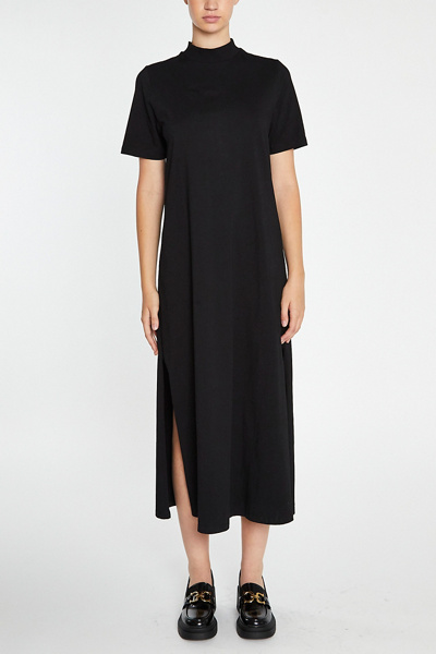 Glamorous Minimalist Mockneck Short Sleeve Midi Dress