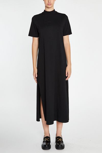 Glamorous Minimalist Mockneck Short Sleeve Midi Dress