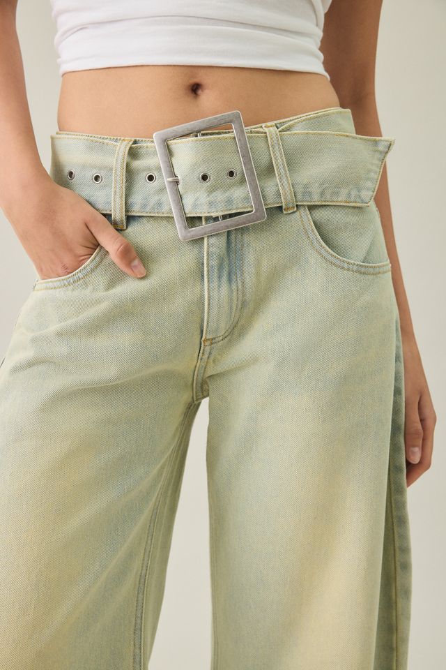 Lioness Dynasty Belted Low-Rise Barrel Leg Jeans #1