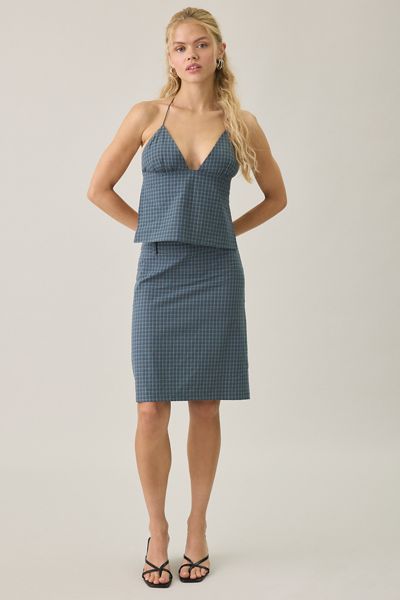 Lioness Play On Plaid Low-Rise Midi Skirt
