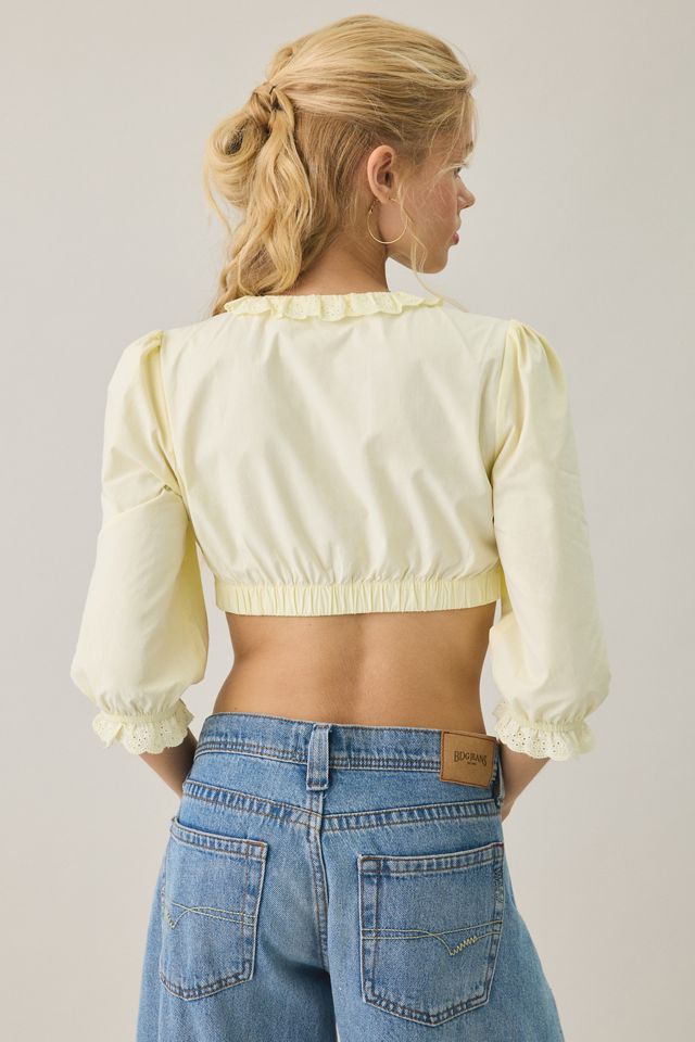 Lioness Totti 3/4 Sleeve Button-Down Crop Top #1