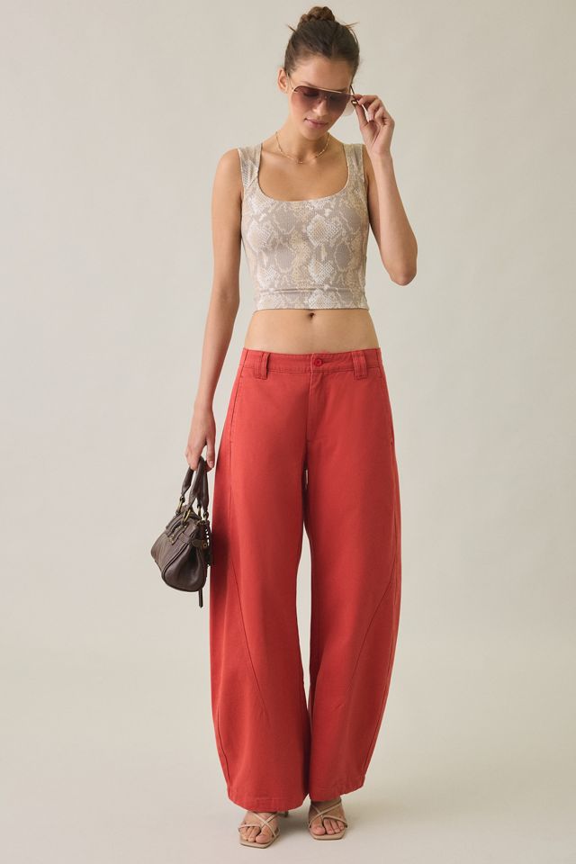 Lioness Sideline Crimson Low-Rise Barrel Leg Jeans #1