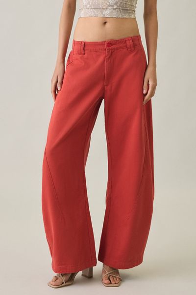 Lioness Sideline Crimson Low-Rise Barrel Leg Jeans