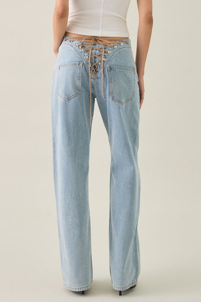 Lioness Totti Lace-Up Low-Rise Straight Leg Jeans #2