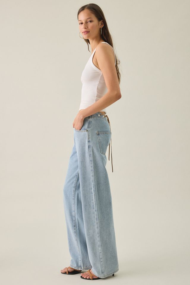 Lioness Totti Lace-Up Low-Rise Straight Leg Jeans #4