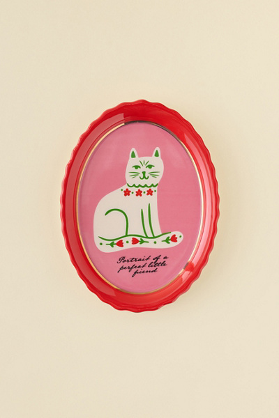 ban.do Cat Portrait Scalloped Ceramic Trinket Dish