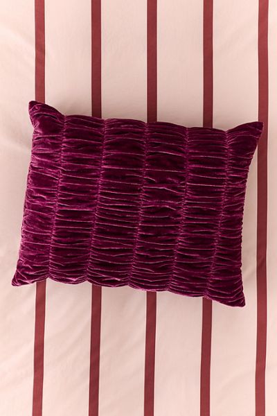Ruched Velvet Bolster Pillow