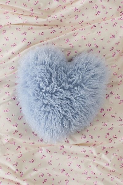 Dakota Heart Shaped Shaggy Faux Fur Jacquard Throw Pillow