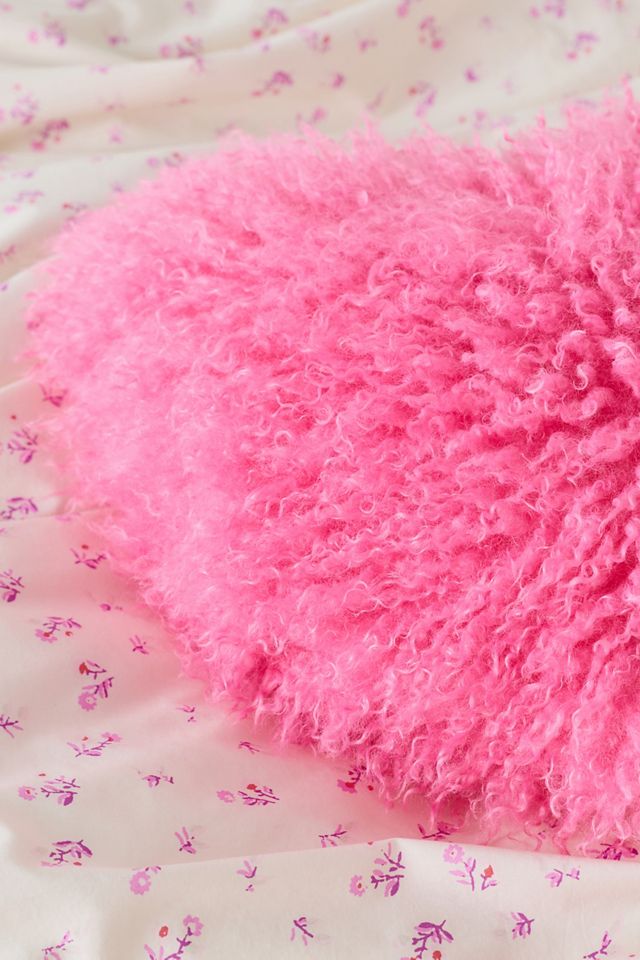 Dakota Heart Shaped Shaggy Faux Fur Jacquard Throw Pillow #1