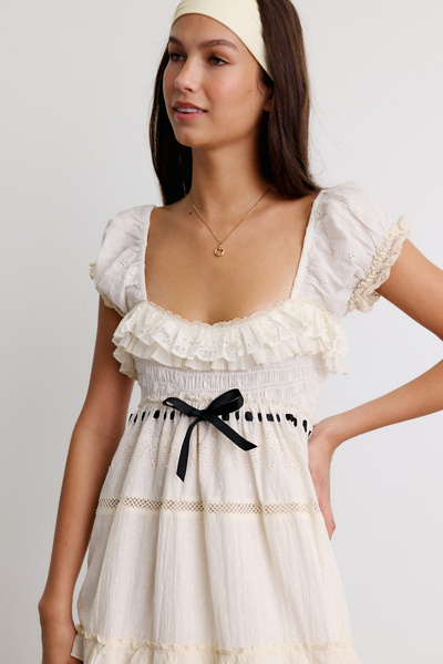 Kimchi Blue Leah Cotton Lace Trim Empire Waist Maxi Dress