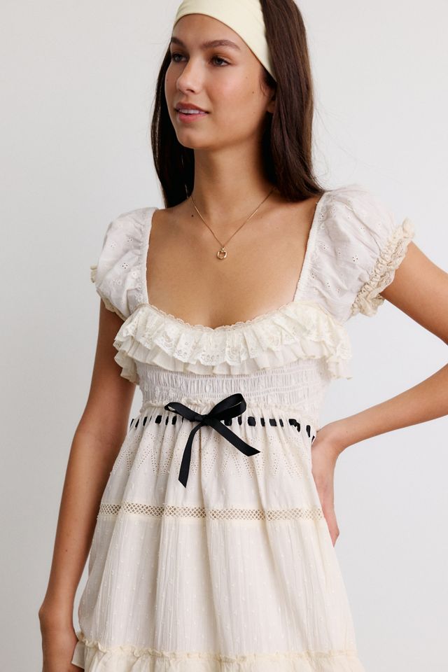 Kimchi Blue Leah Cotton Lace Trim Empire Waist Maxi Dress #1