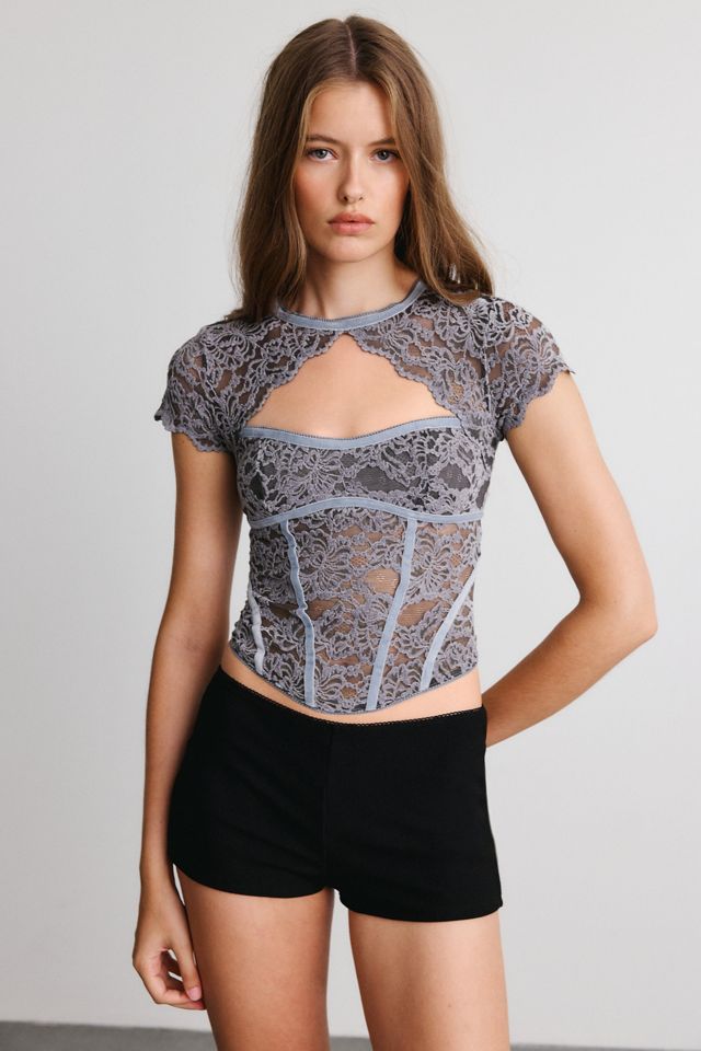 Kimchi Blue Juliette Cap Sleeve Lace Corset Top #2