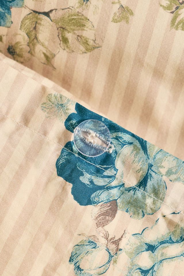 Ayla Floral & Striped Patterned Cotton Percale Duvet Cover #4