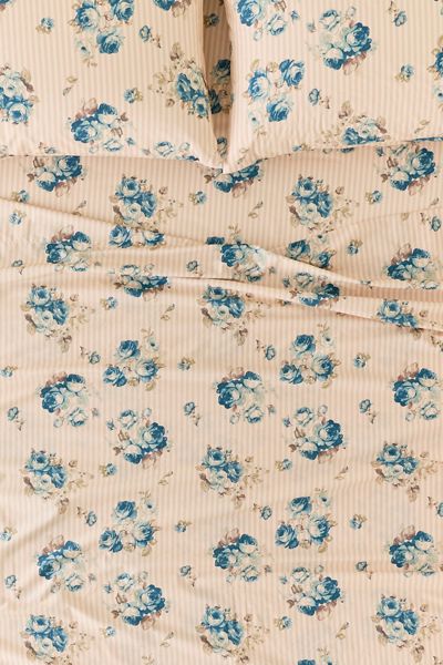 Ayla Floral & Striped Patterned Cotton Percale Sheet Set