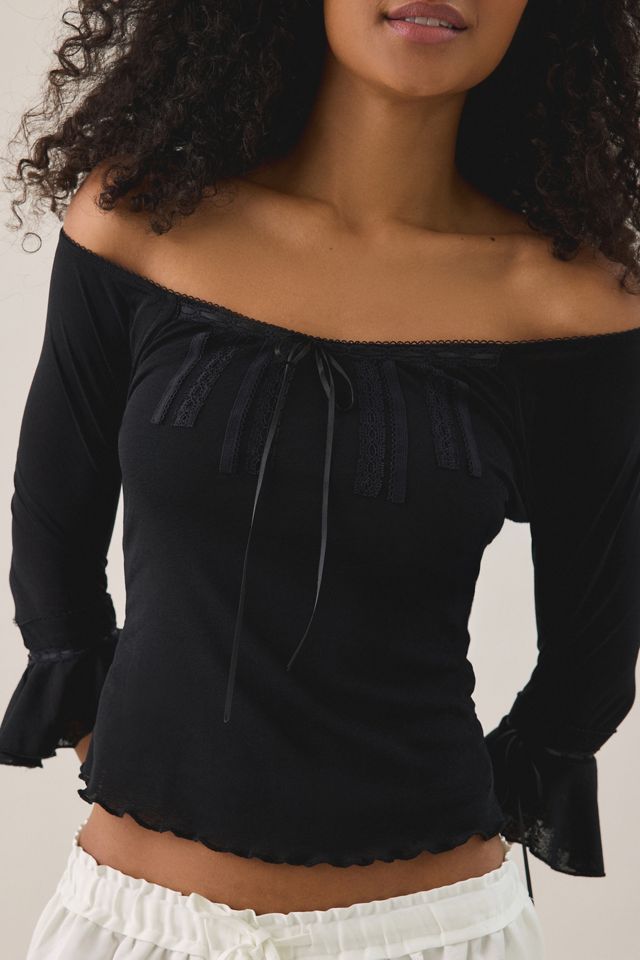 Kimchi Blue Kristy Ribbon Trim Mesh 3/4 Sleeve Top #2