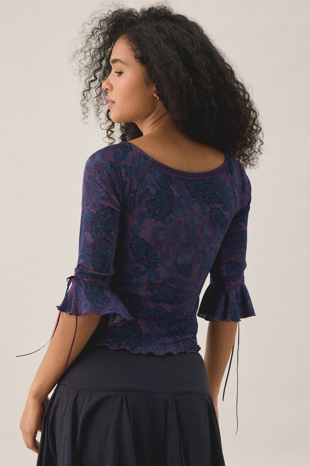 Haut à manches 3/4 en maille avec bordure de ruban Kristy de Kimchi Blue #3