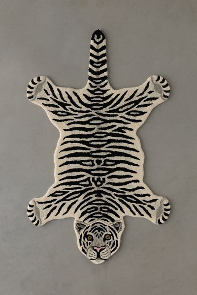 Jungle Tiger Shaped Tufted Wool Rug