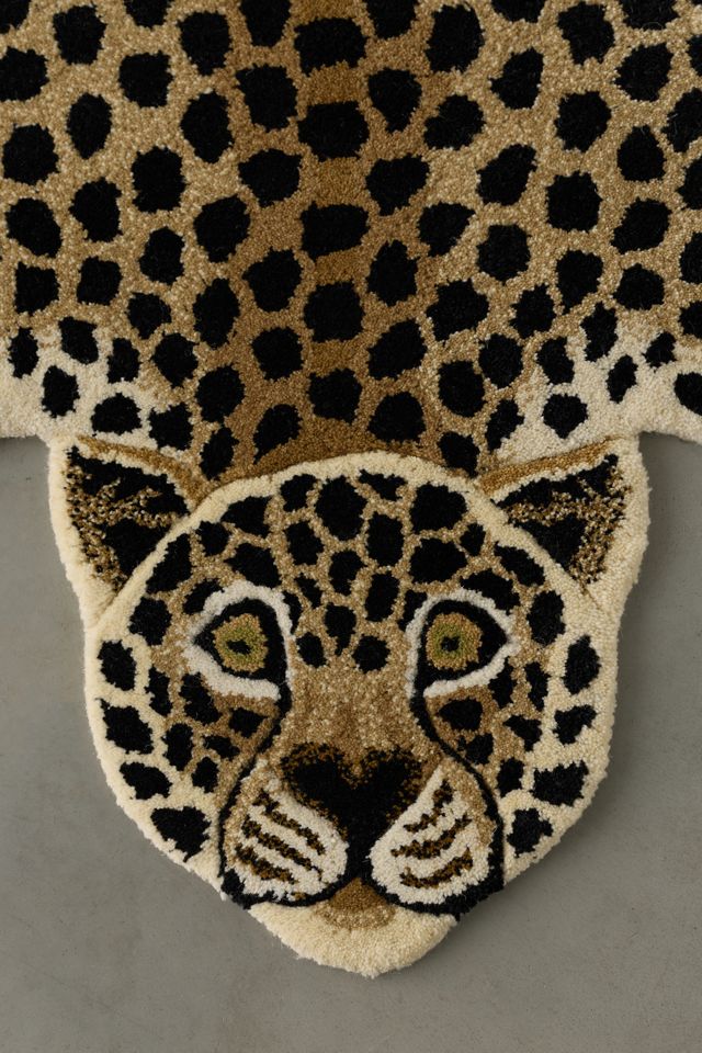 Jungle Cheetah Shaped Tufted Wool Rug #3