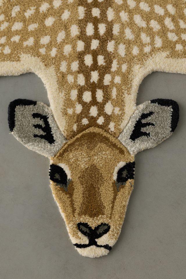 Antelope Shaped Tufted Wool Rug #3