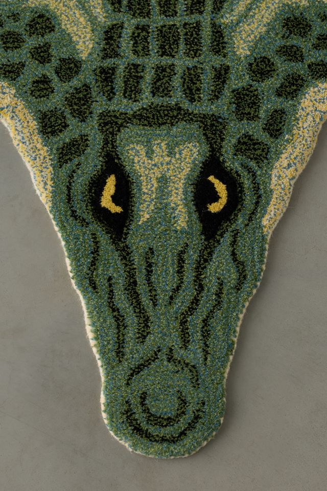 Jungle Crocodile Shaped Tufted Wool Rug #2