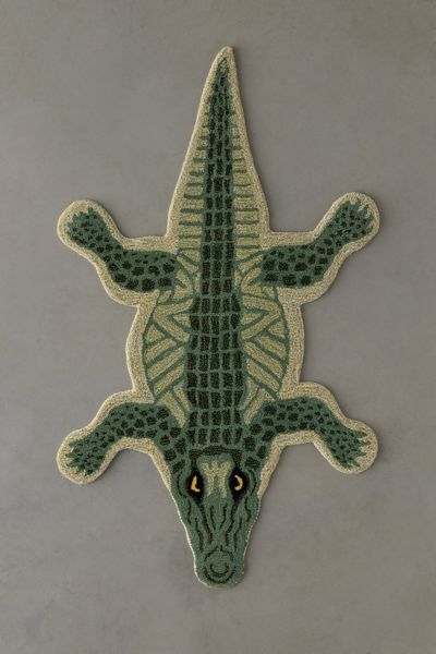 Jungle Crocodile Shaped Tufted Wool Rug