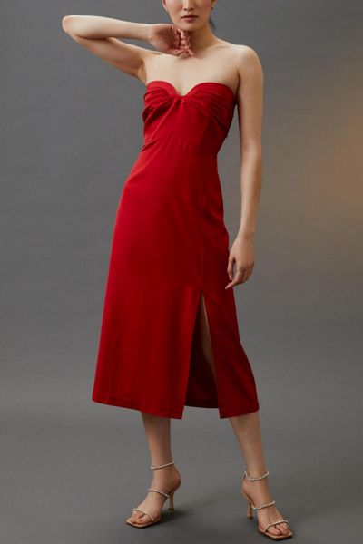 mare mare red dress Mare Mare Emmy Corset Jacquard Maxi Dress