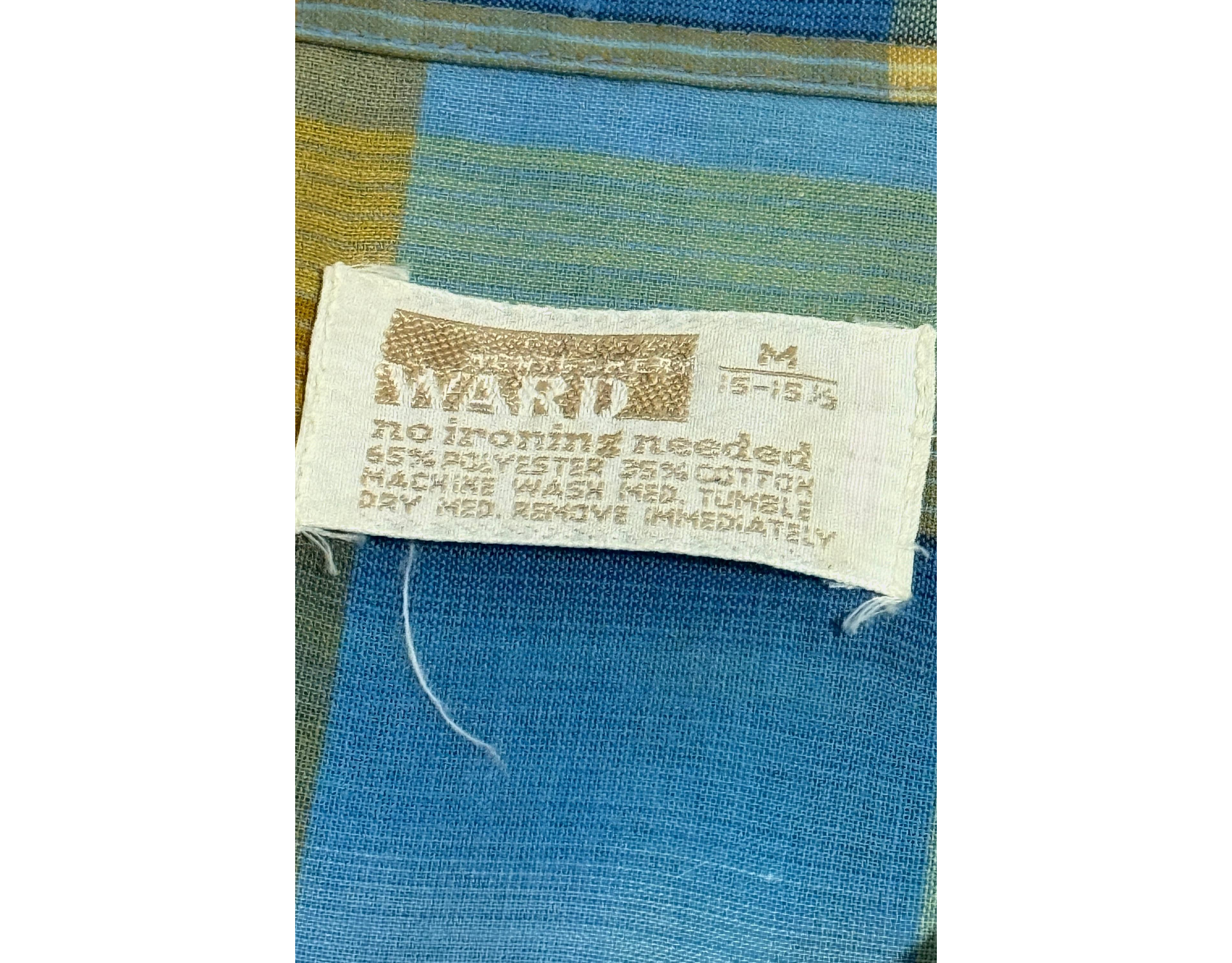 Vintage 1970’s Montgomery Ward Cropped Plaid Camp Collar Shirt