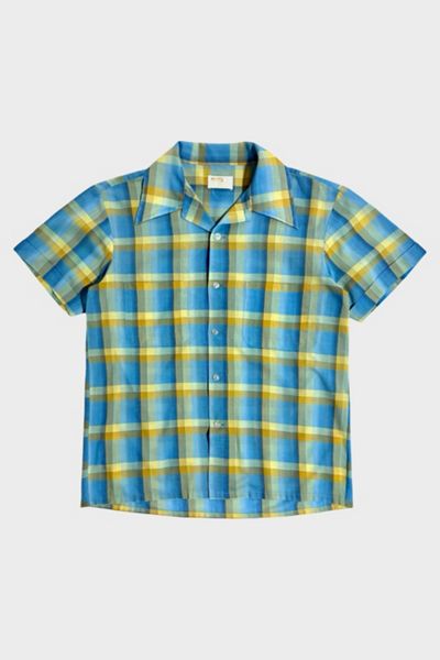 Vintage 1970’s Montgomery Ward Cropped Plaid Camp Collar Shirt