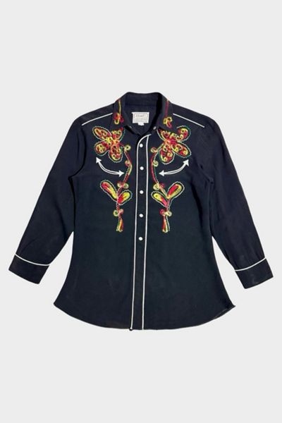 Vintage 1950's H Bar C Chainstitched Western Pearl Snap Shirt