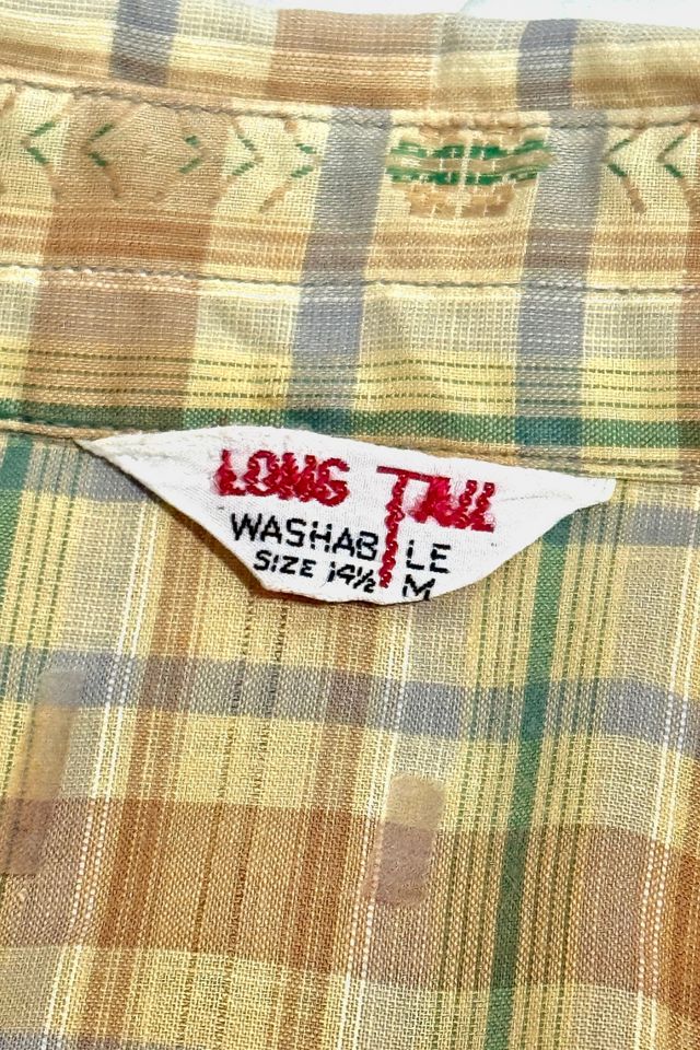 Vintage 1950's Long Tail Cactus Plaid Western Pearl Snap Shirt #2
