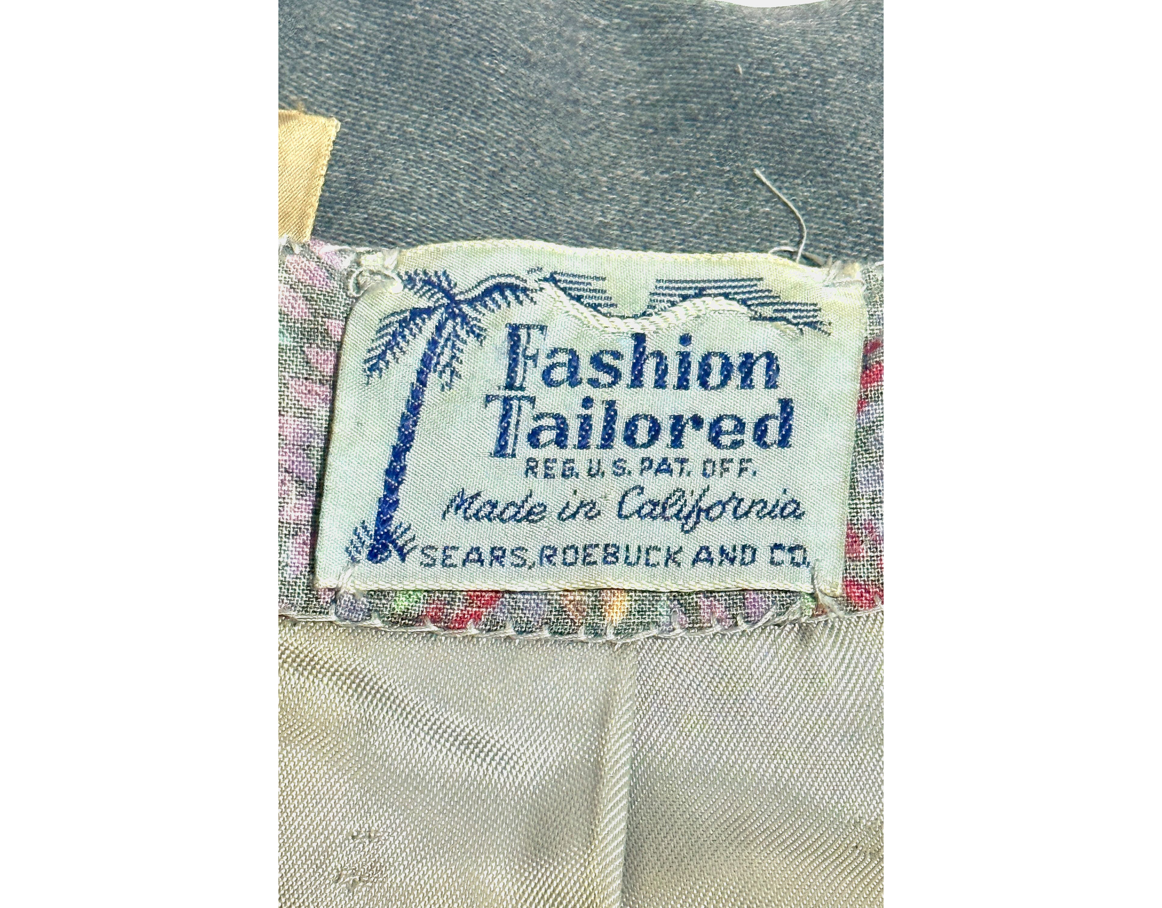Vintage 1940's Sears Roebuck Saltillo Blanket Striped Zip Jacket