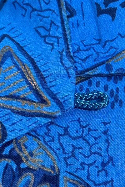 Vintage 1960's Blue Tropical Print Collar Shirt