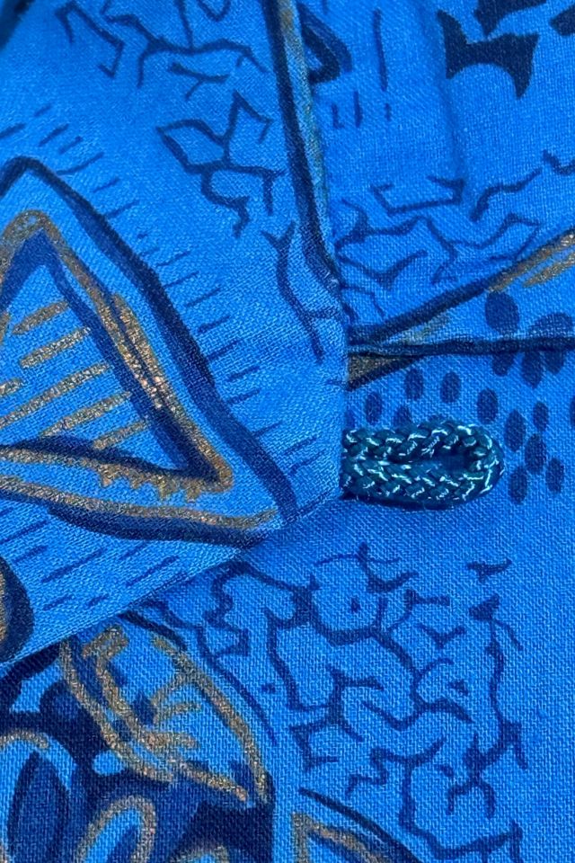 Vintage 1960's Blue Tropical Print Collar Shirt #2