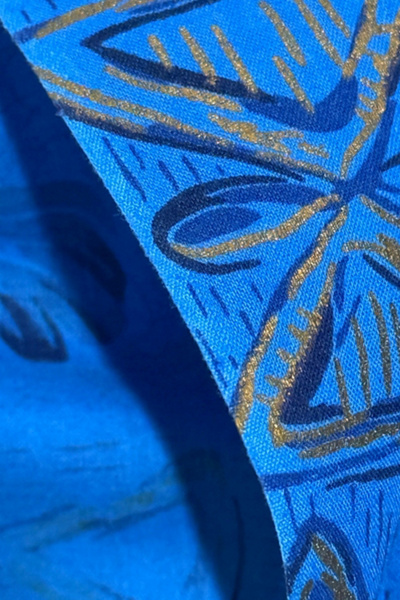 Vintage 1960's Blue Tropical Print Collar Shirt