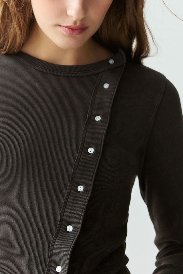 BDG Bella Three Quarter Sleeve Asymmetric Button Front Cardigan #1