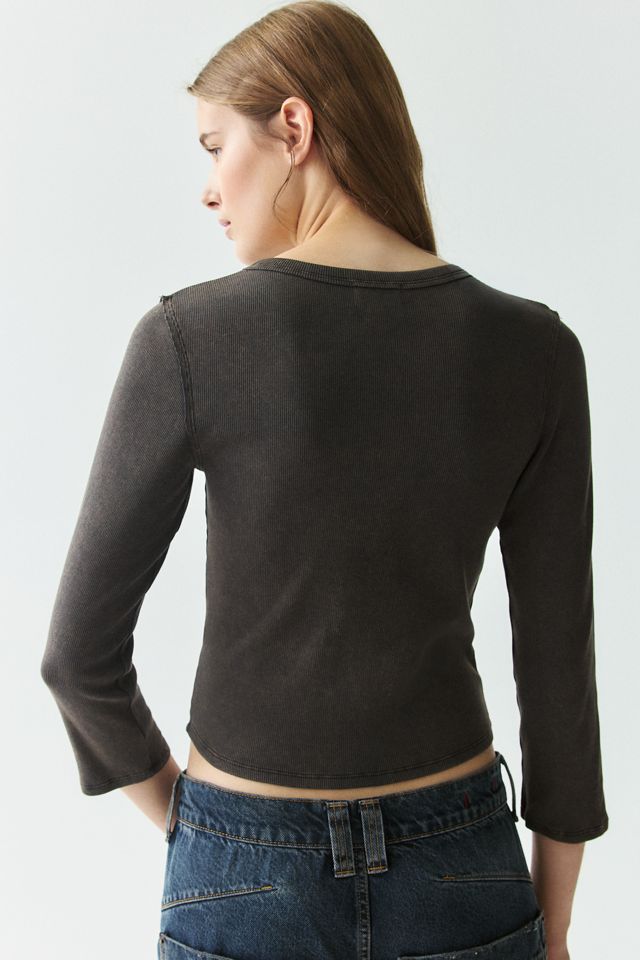 BDG Bella Three Quarter Sleeve Asymmetric Button Front Cardigan #3