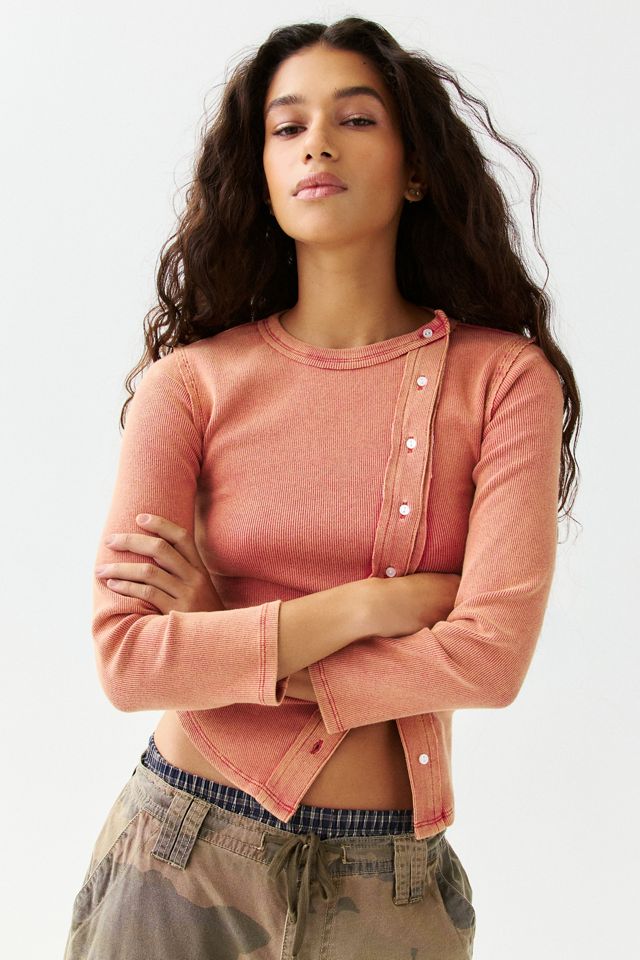 BDG Bella Three Quarter Sleeve Asymmetric Button Front Cardigan #1