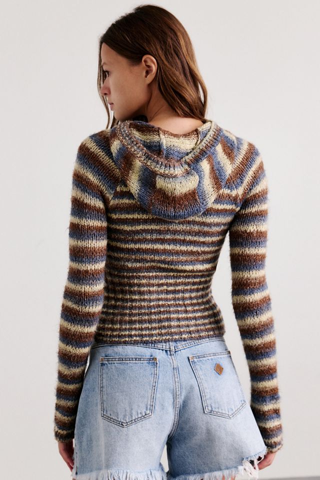 BDG Sammi Spacedye Stripe Slim Hooded Sweater #3