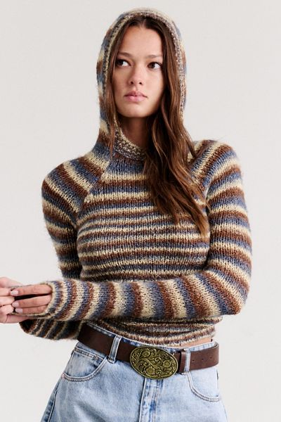 BDG Sammi Spacedye Stripe Slim Hooded Sweater