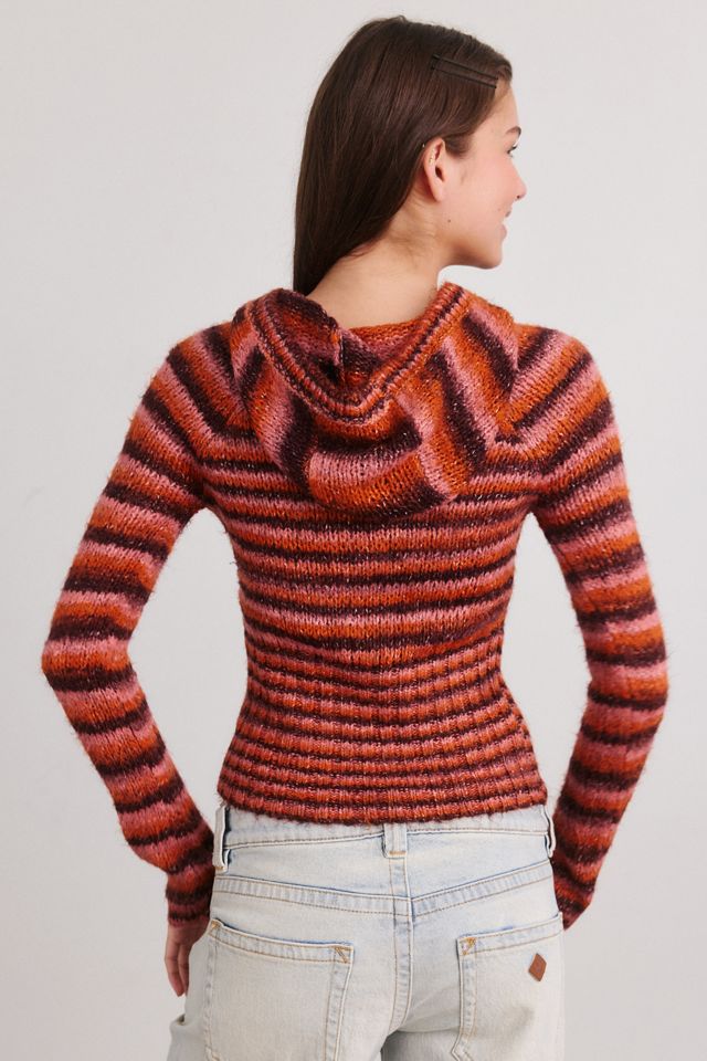 BDG Sammi Spacedye Stripe Slim Hooded Sweater #3