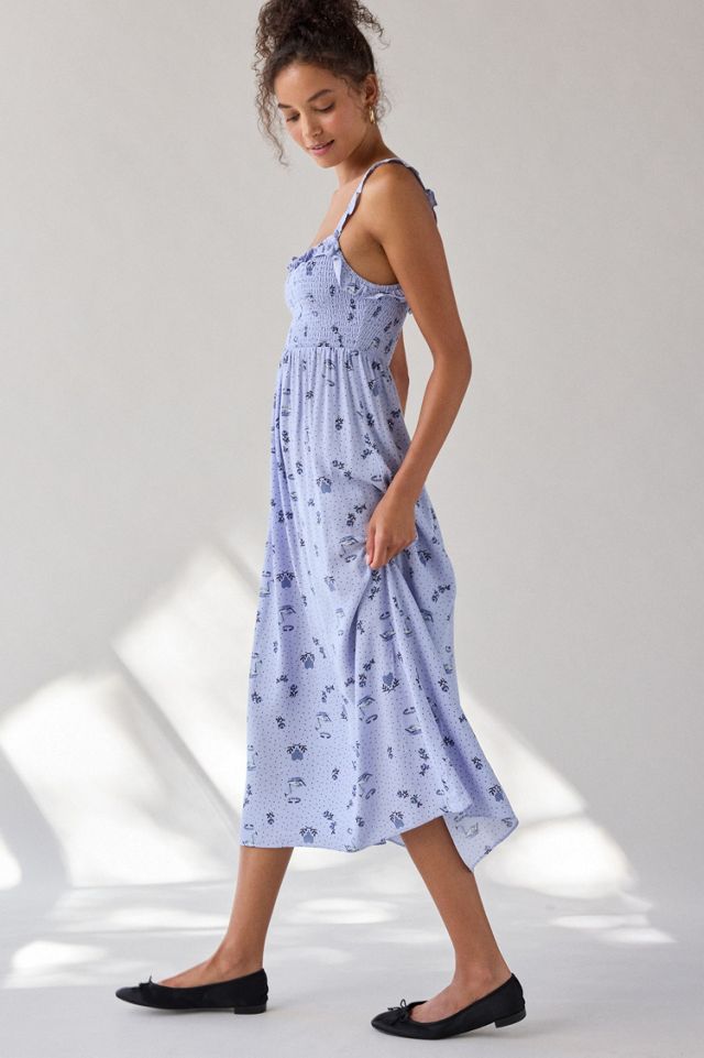 Selene Smocked Square Neck Ruffle Midi Dress #3