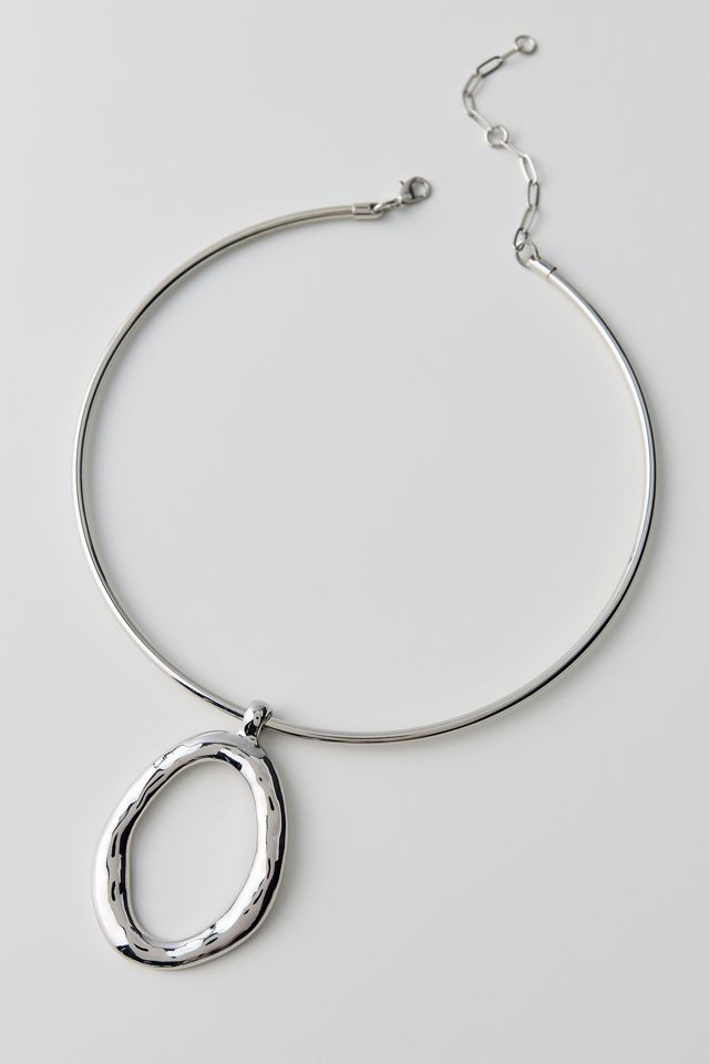 Olivia Oval Pendant Wire Choker Necklace #1