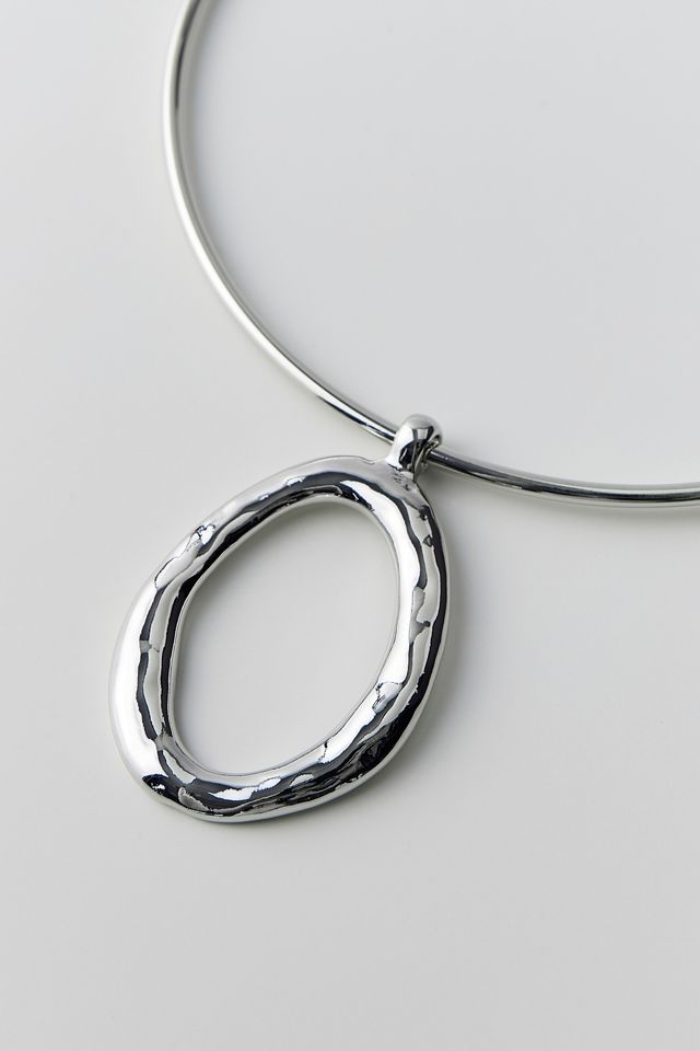 Olivia Oval Pendant Wire Choker Necklace #2