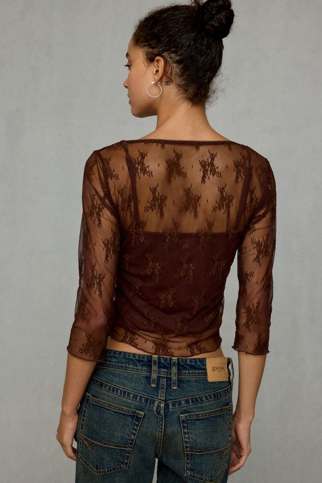 Kimchi Blue Rea Sheer Lace 3/4 Sleeve Top #3