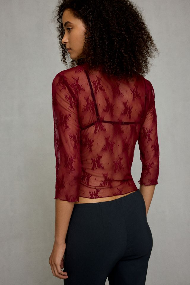 Kimchi Blue Rea Sheer Lace 3/4 Sleeve Top #3